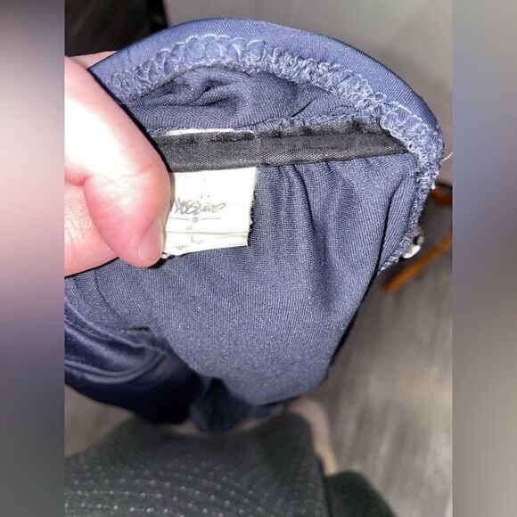 Charcoal gray tankini top. Halter top with olive green and white polka dots - Picture 7 of 8